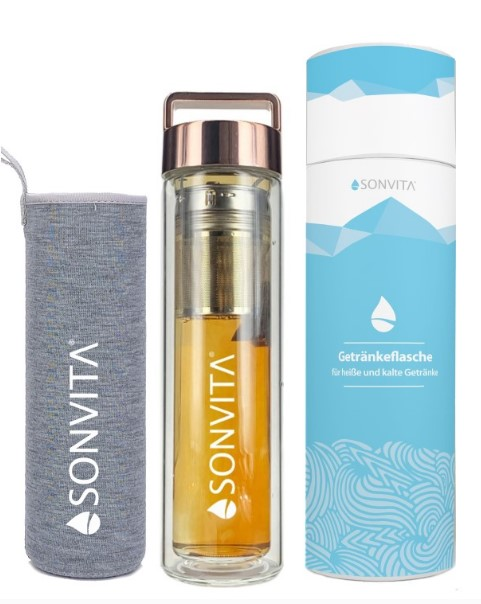 Trinkflasche mit Deckel in Rose